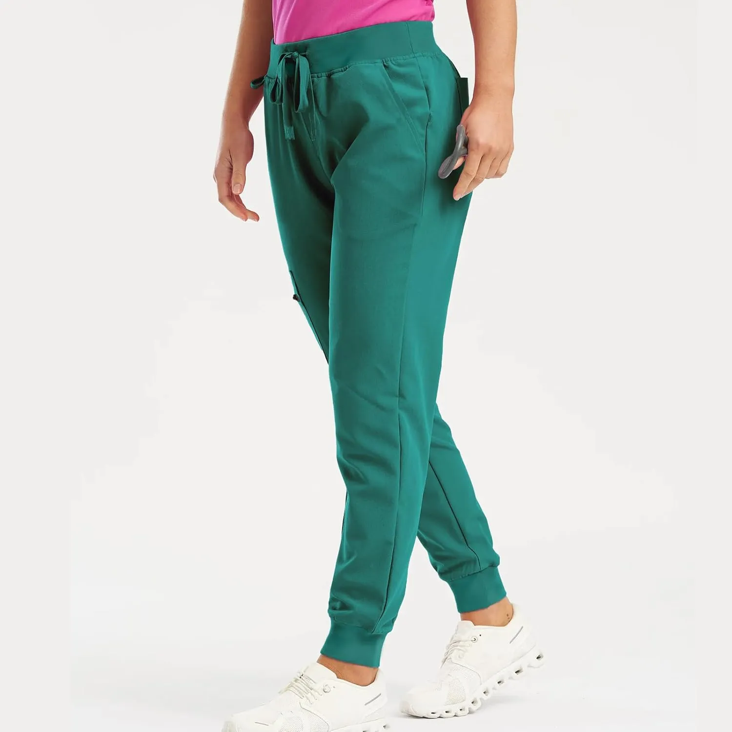 Womens Scrub Pants Soft Stretch Yoga Style with Pockets Slim Drawstring Jogger Scrubs Medical Nursing Scrub Bottom