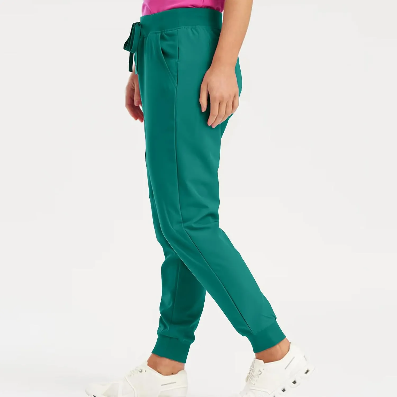 Womens Scrub Pants Soft Stretch Yoga Style with Pockets Slim Drawstring Jogger Scrubs Medical Nursing Scrub Bottom