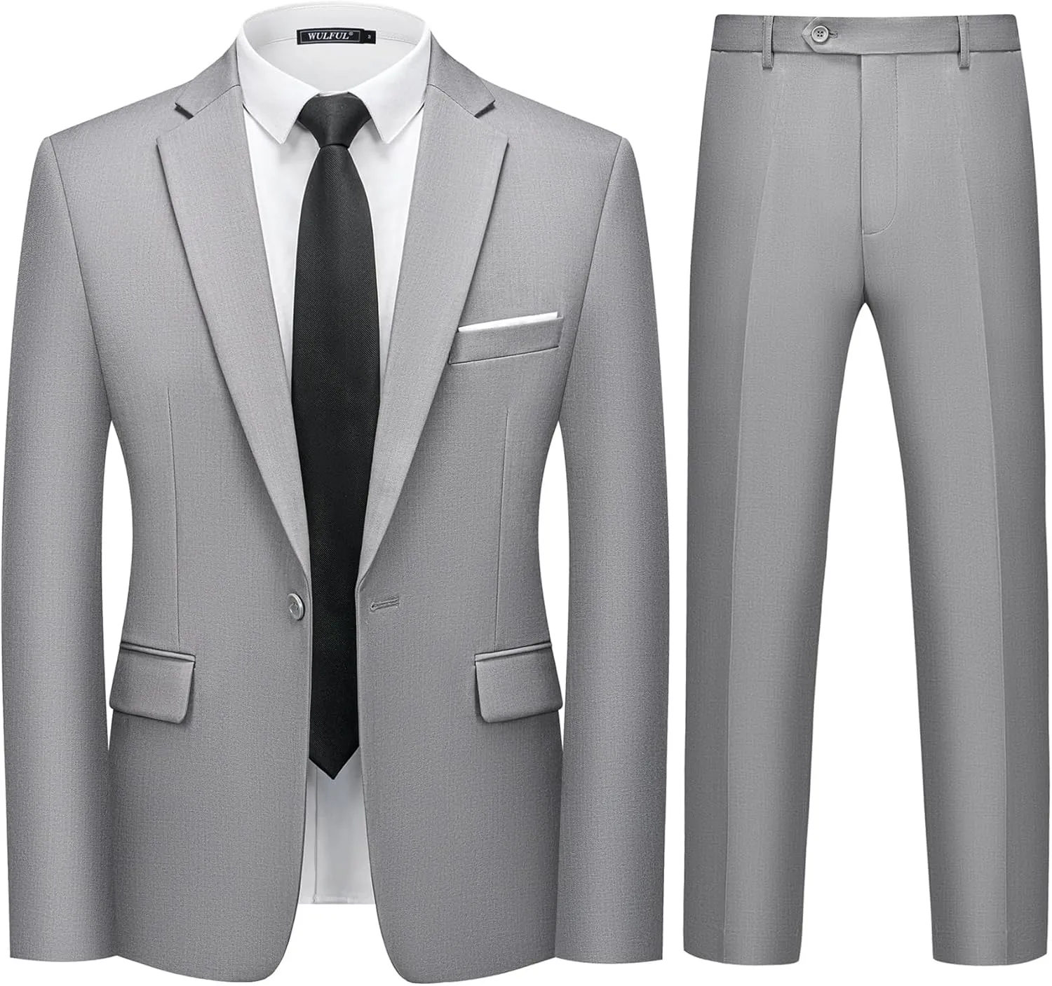 WULFUL Men's 2 Piece Slim Fit Suit Set One Button Blazer Jacket Pants Tuxedo Set for Party, Wedding and Business