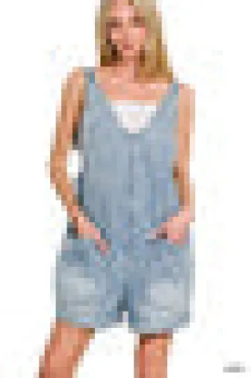 Zenana Denim short overalls